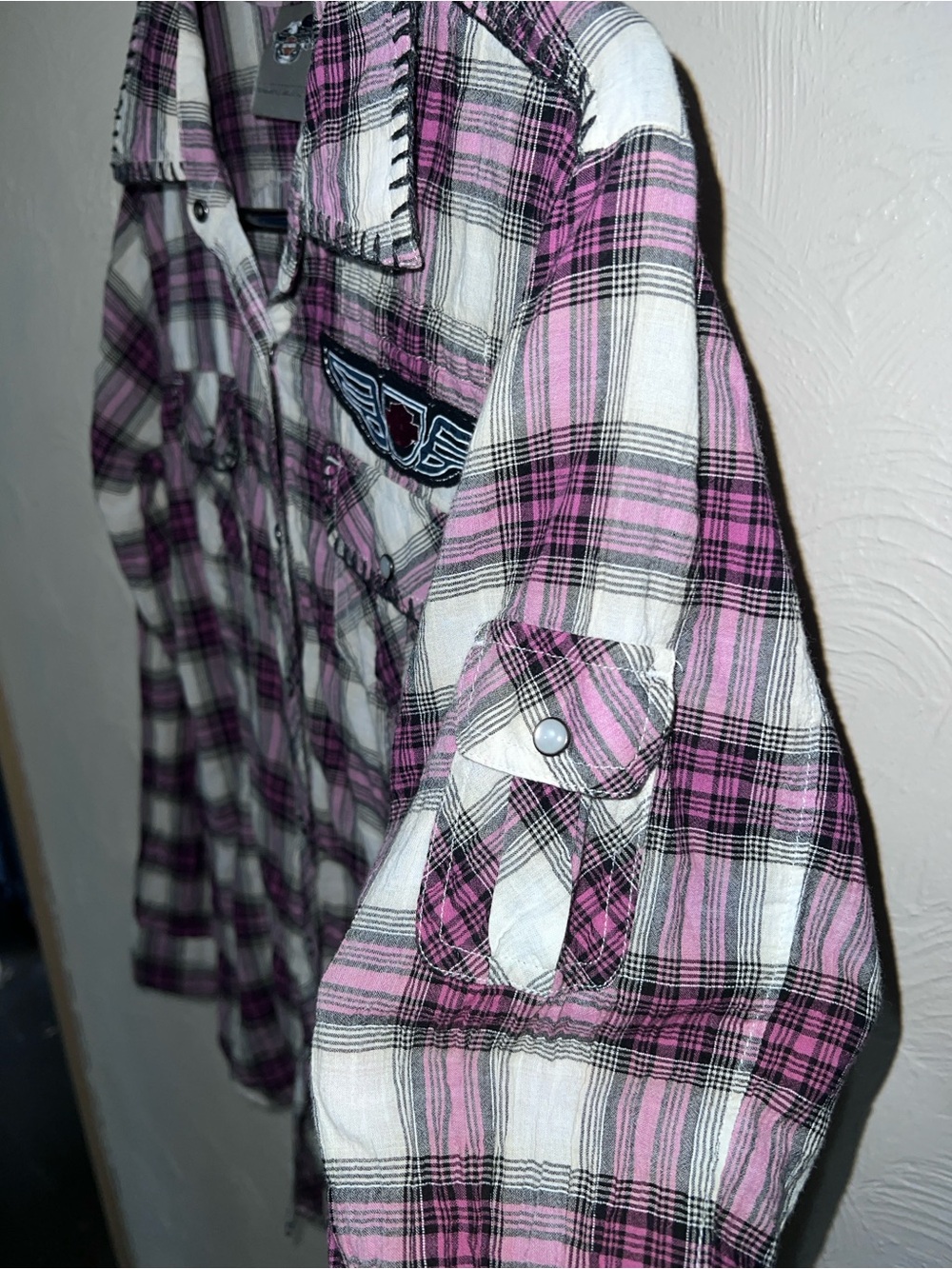 Women’s Harley-Davidson Plaid Shirt with Pearl Snap Western Inspired - Picture 6 of 7